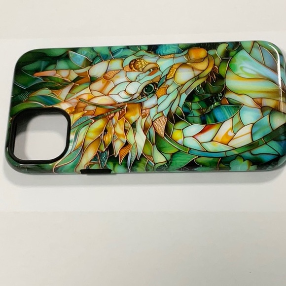 iPhone 14 Plus (6.7 Inch) “Mosaic Dragon in Gold & Forest” tough case - Picture 3 of 5